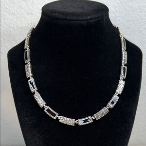 Napier Silver and Black Patterned Necklace NWT